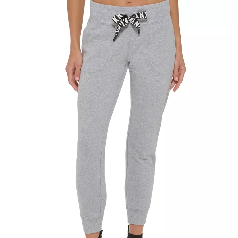 NWT DKNY Women's Logo Drawstring Jogger Sweatpants Grey Size M Medium